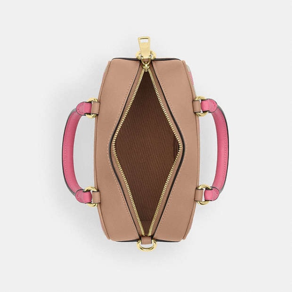 Coach Mini Satchel Crossbody Bag Pink Plaid Gold Handbag NWT - Picture 5 of 15